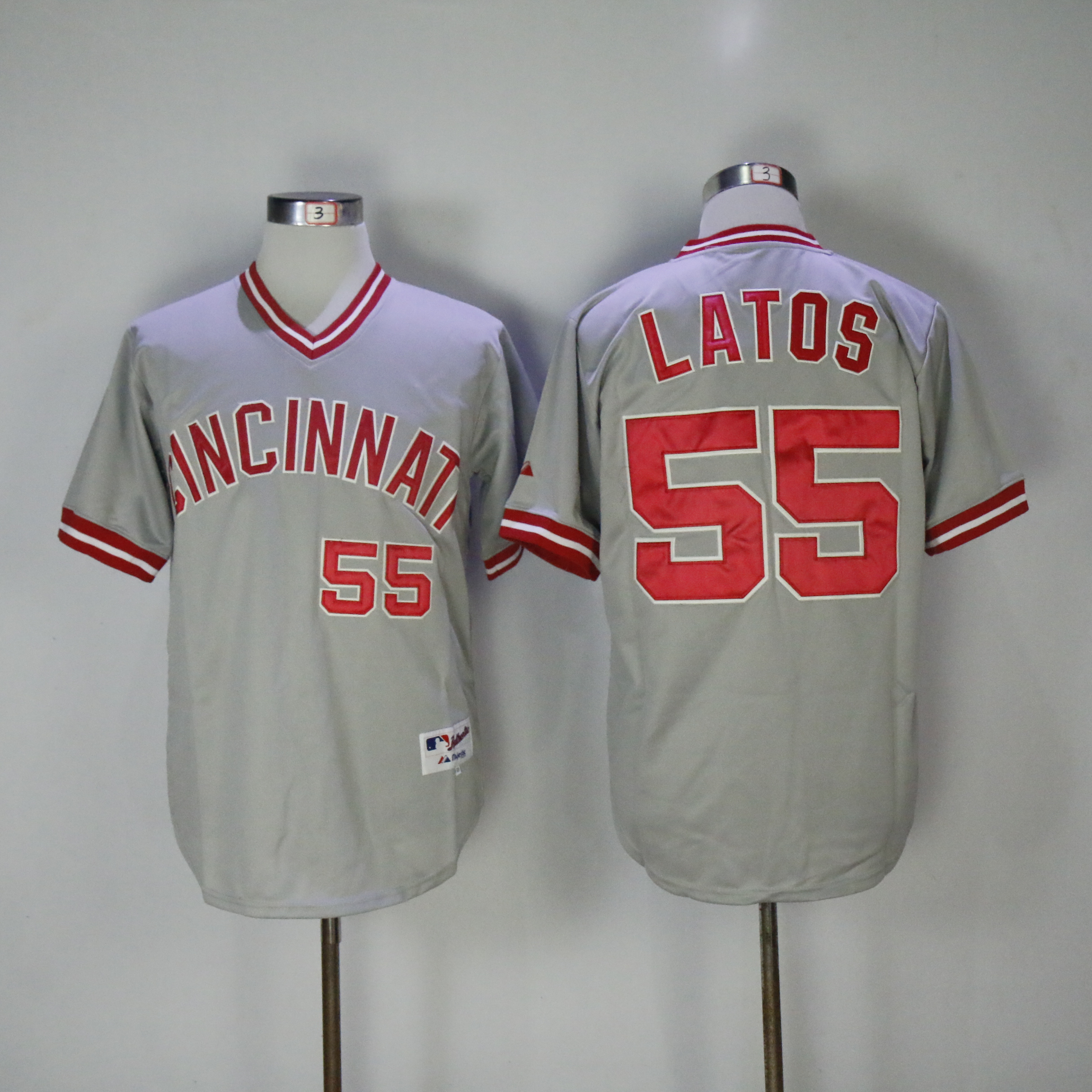 Men MLB Cincinnati Reds #55 Latos grey jerseys